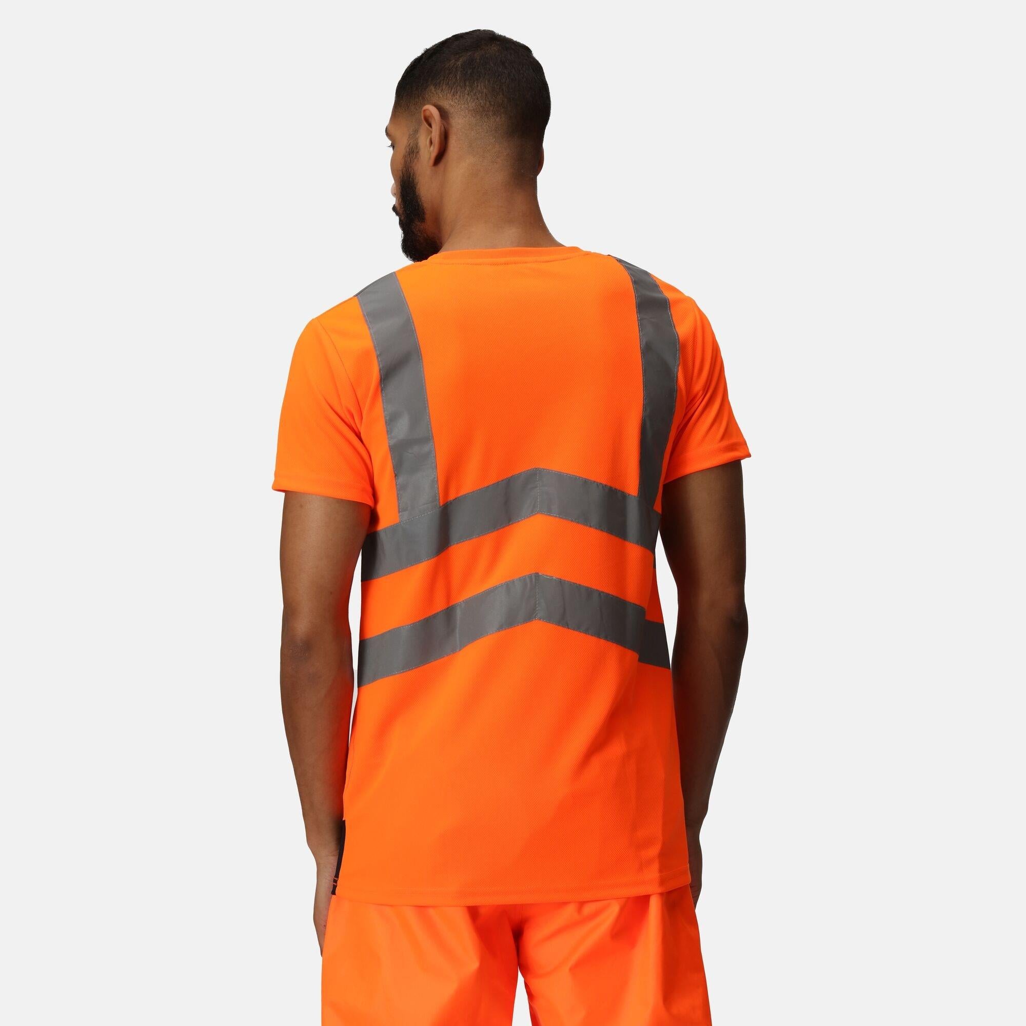 Regatta Pro orange/navy hi-vis men's short-sleeve wicking T-shirt #TRS194
