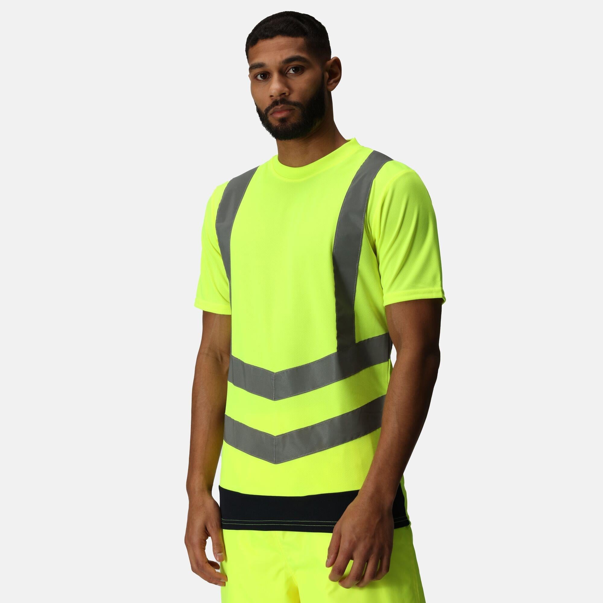 Regatta Pro yellow/navy hi-vis men's short-sleeve wicking T-shirt #TRS194