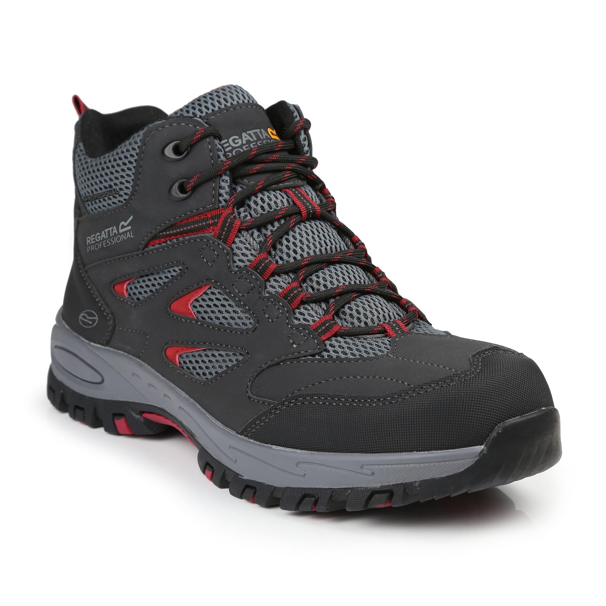 Regatta Mudstone S1P ash/red Vegan steel toe-cap/midsole safety boot