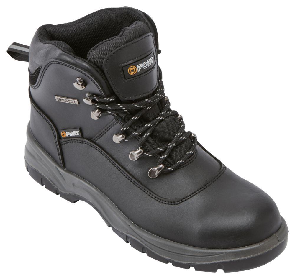Fort Toledo S3 black leather steel toe/midsole padded collar safety work boot #FF102