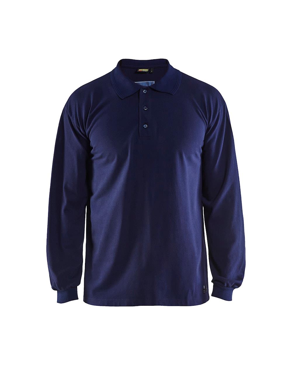 Blaklader navy/blue men's flame-resistant long-sleeve polo shirt #3374