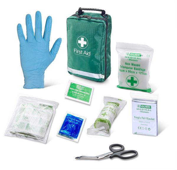 Click personal issue travel first aid kit in bag (complies with BS8599-1:2019)