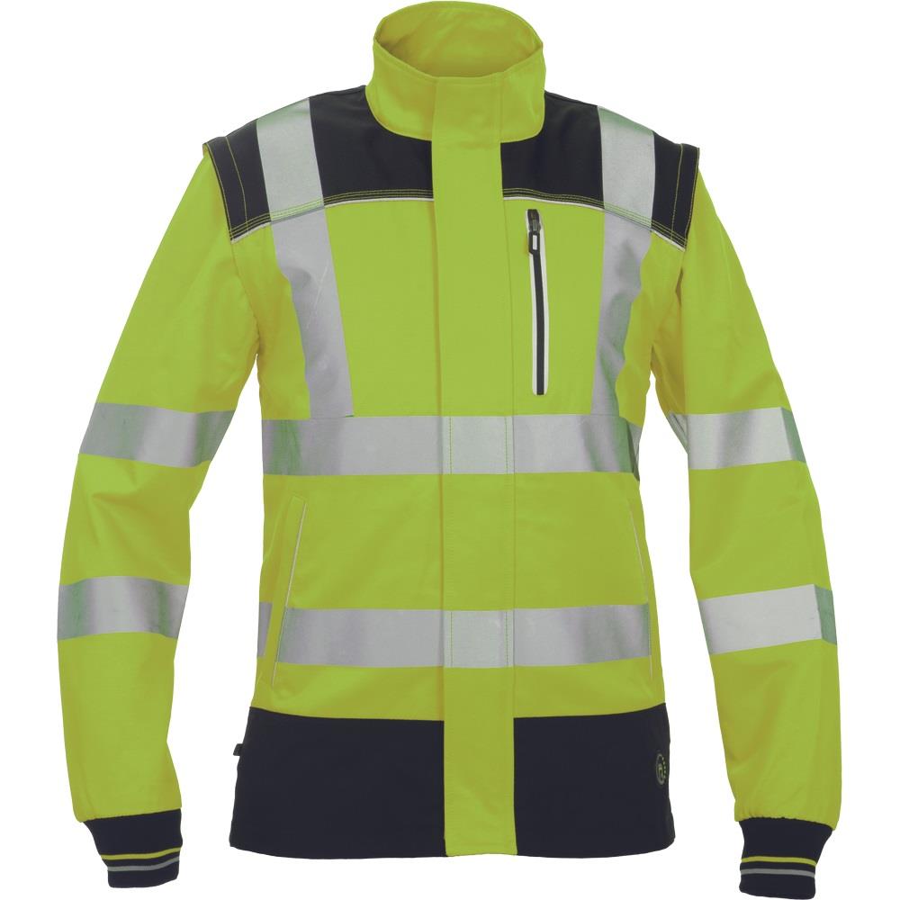 Cerva Knoxfield yellow men's high-visibility polycotton 2-in-1 jacket/gilet