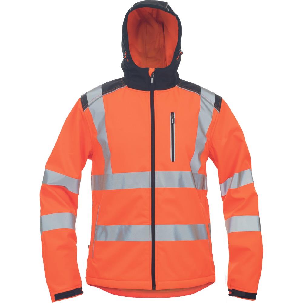 Cerva Knoxfield orange men's hi-vis showerproof breathable softshell jacket
