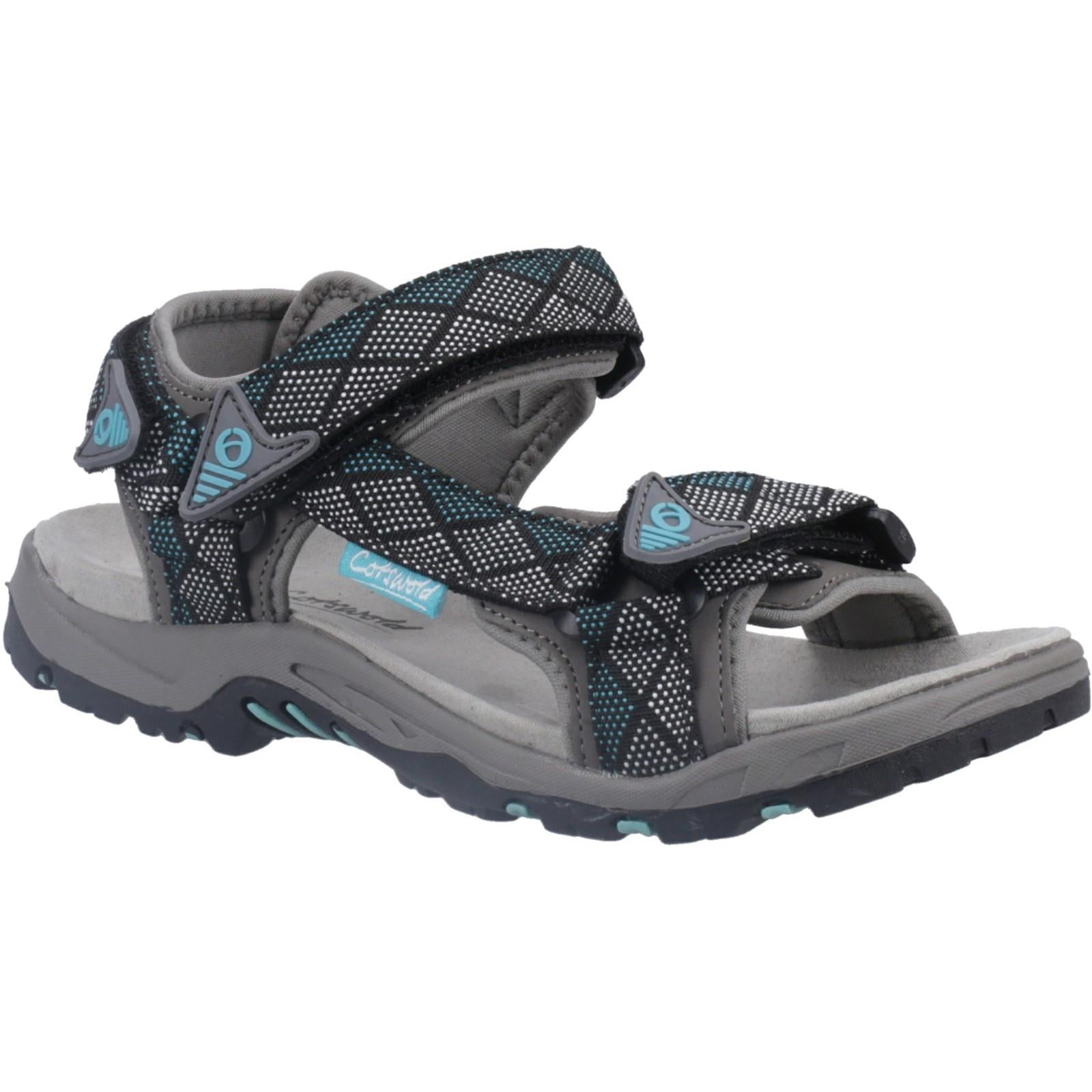 Cotswold Foxcote ladies grey/turquoise summer touch fastening walking sandals