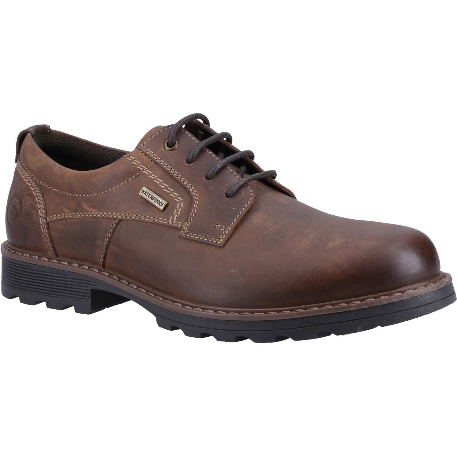 Cotswold Tadwick dark tan leather waterproof lace up shoes