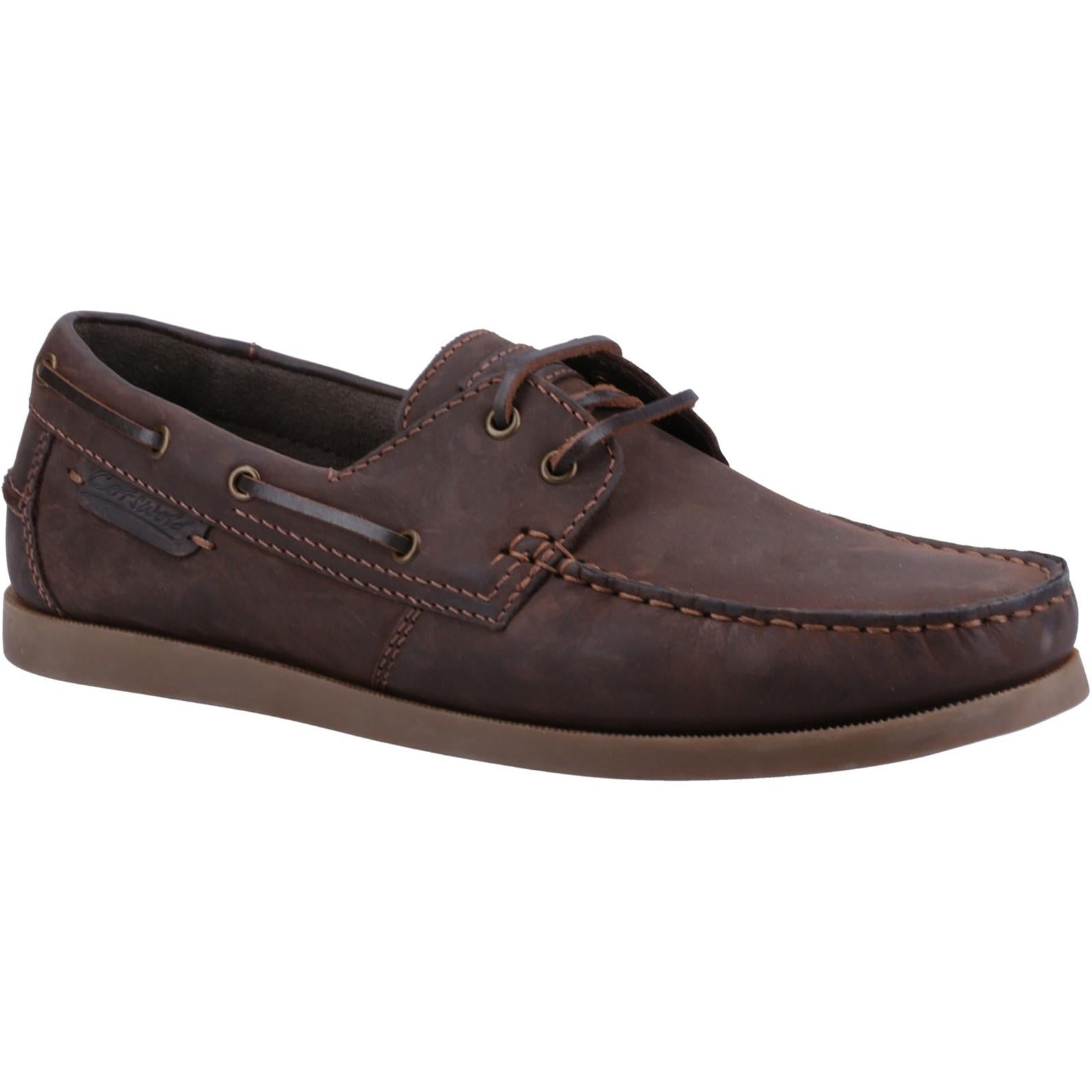 Cotswold Bartrim brown leather memory foam summer deck boat shoes