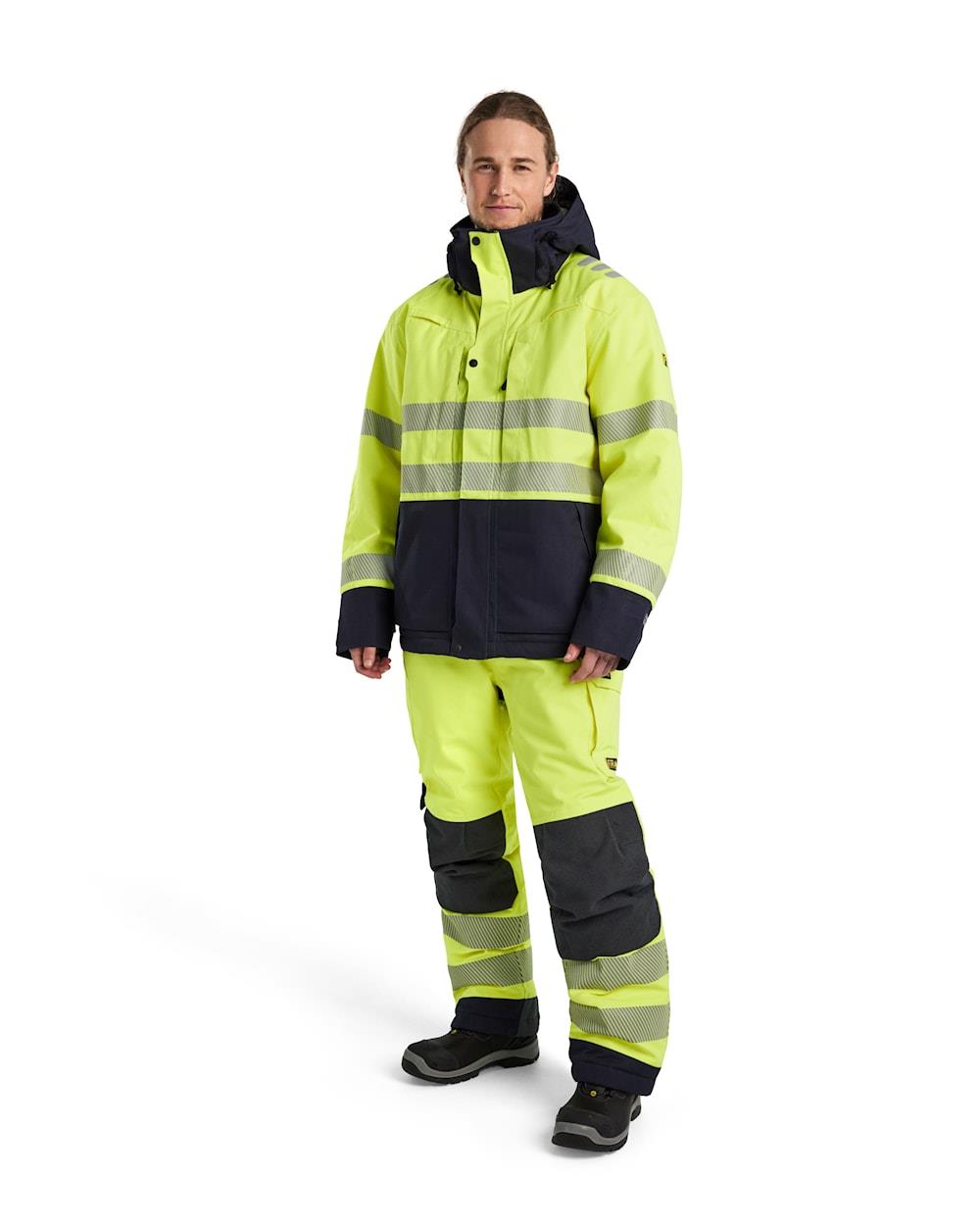 Blaklader Winter yellow/navy men's hi-vis waterproof flame-retardant antistatic quilt-lined trouser #1817