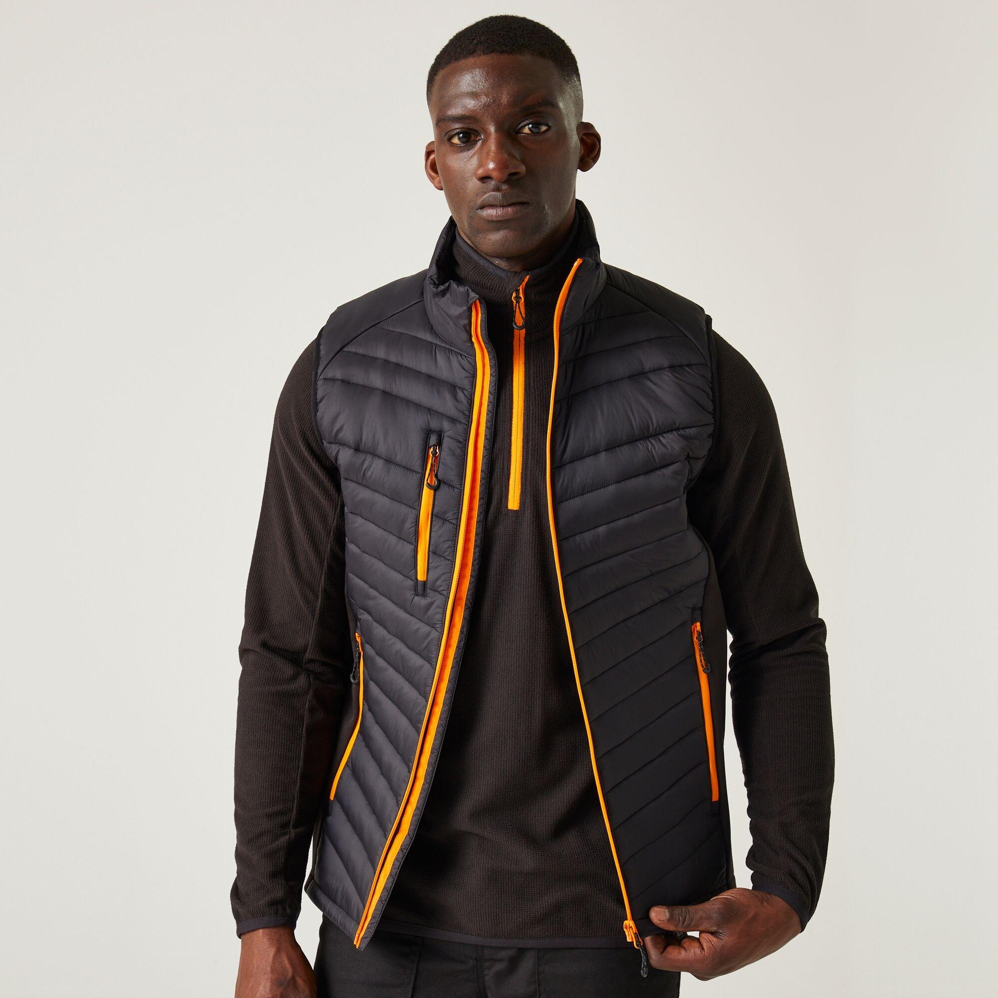 Regatta Navigate black/orange men's thermal insulated padded hybrid bodywarmer #TRA894
