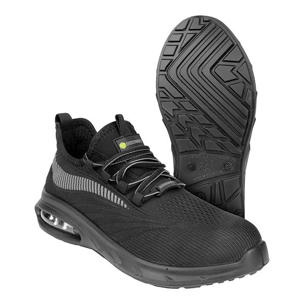 Sutton black recycled knit metal-free safety toe/midsole air-bubble sole safety work trainer