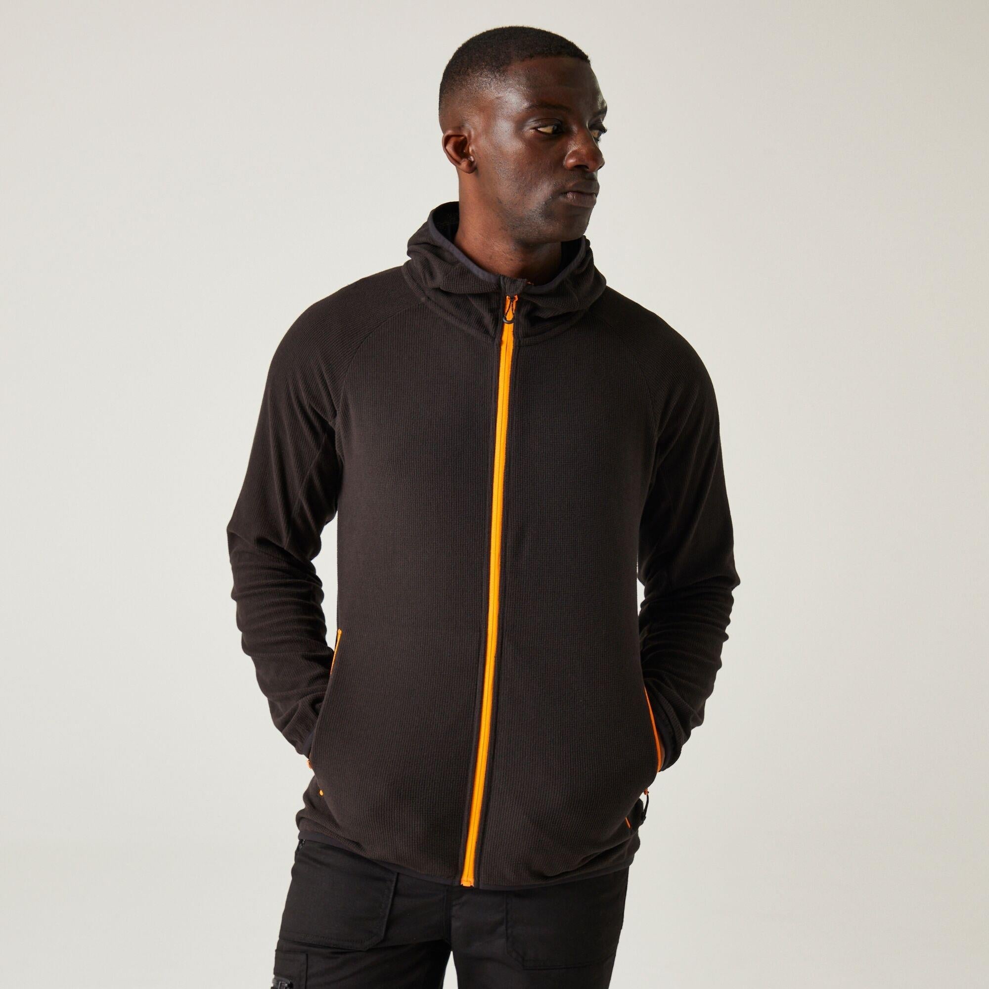 Regatta Navigate black/orange men's lightweight full-zip fleece #TRF690