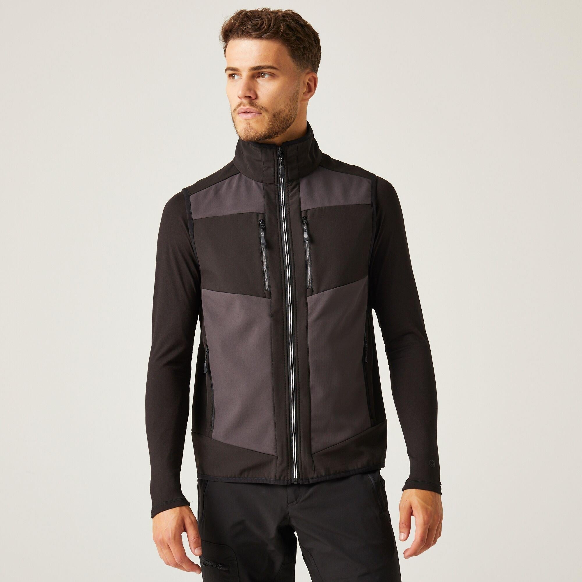 Regatta E-Volve ash/black unisex soft-shell warm bodywarmer #TRA907