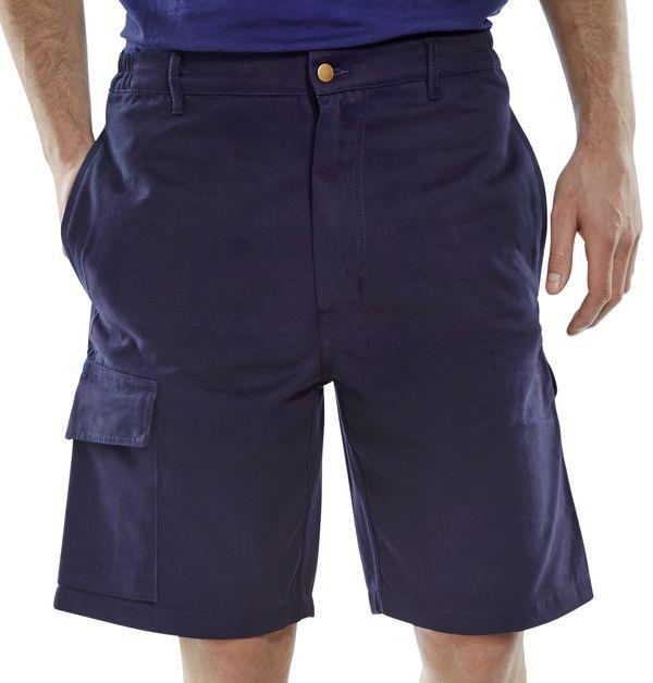 Click navy cotton cargo multi-pocket work short