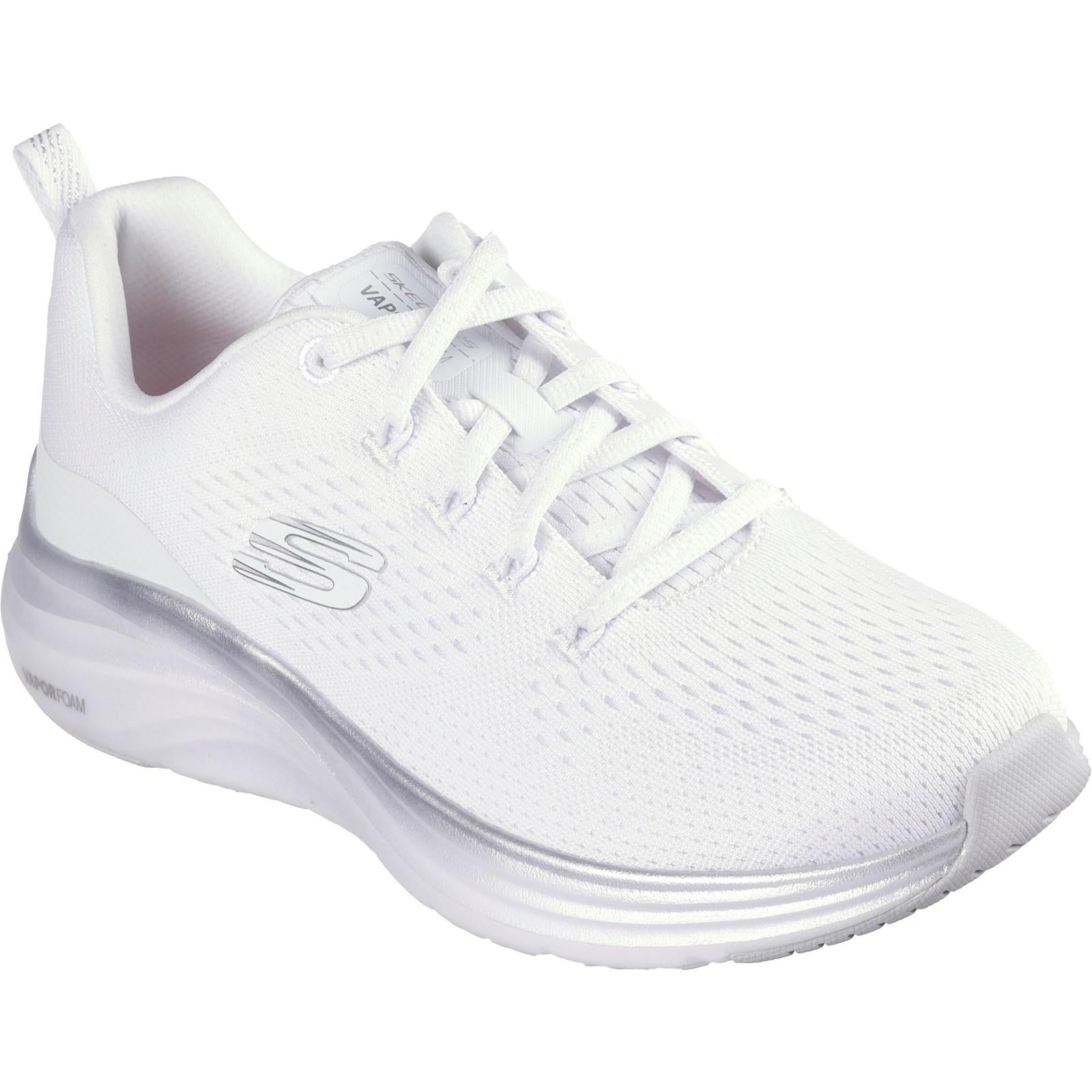 Skechers Vapor Foam Midnight Glimmer women's white vegan memory-foam trainer #SK150025