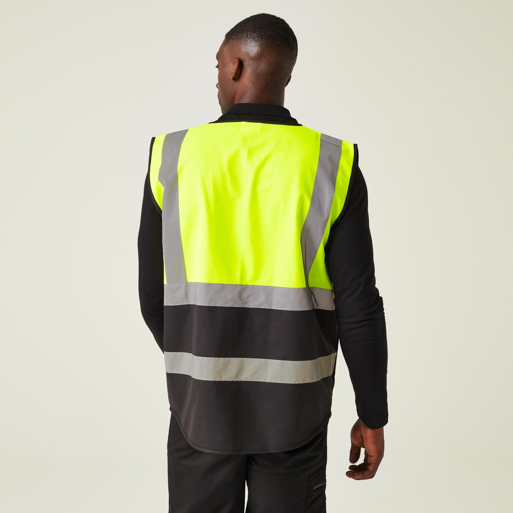 Regatta Pro Executive yellow/black hi-vis unisex zip-front multi-pocket waistcoat #TRS251