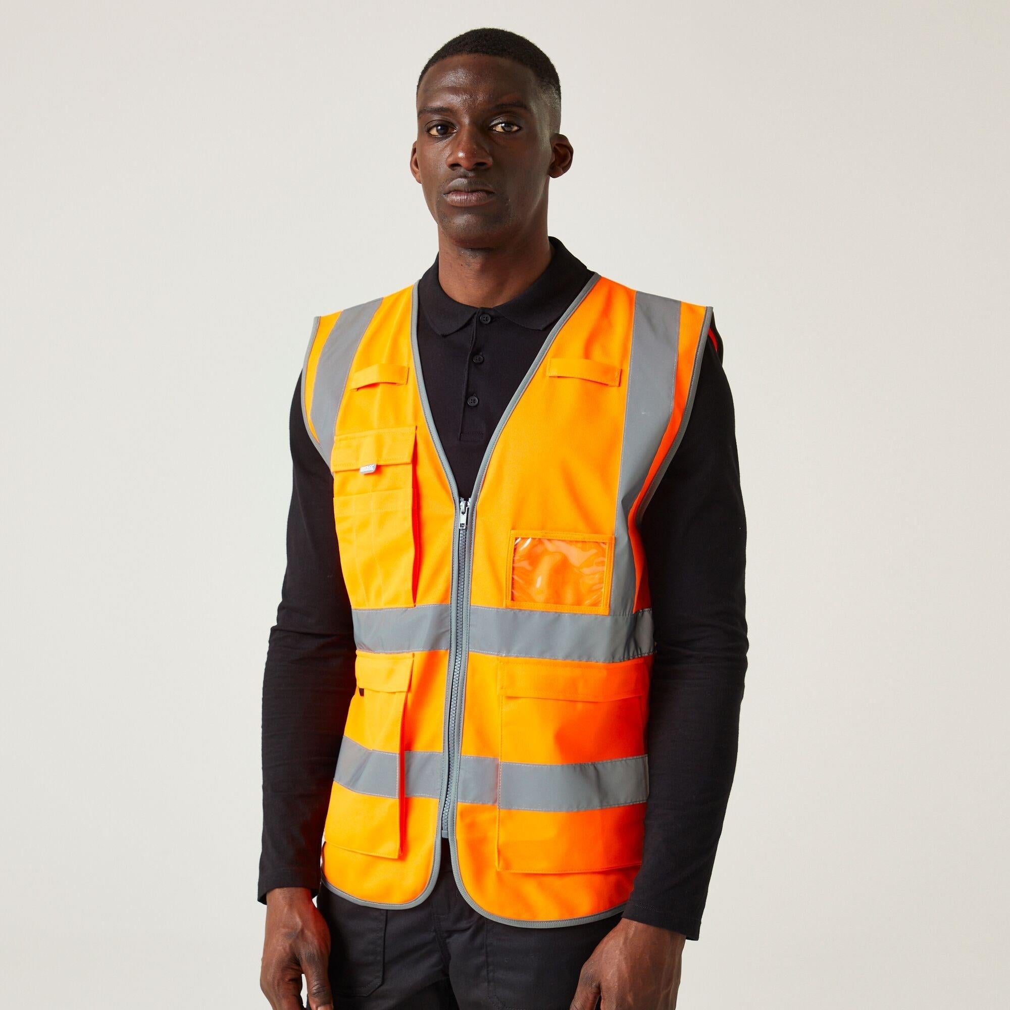 Regatta Pro Executive orange hi-vis unisex zip-front multi-pocket waistcoat #TRS251