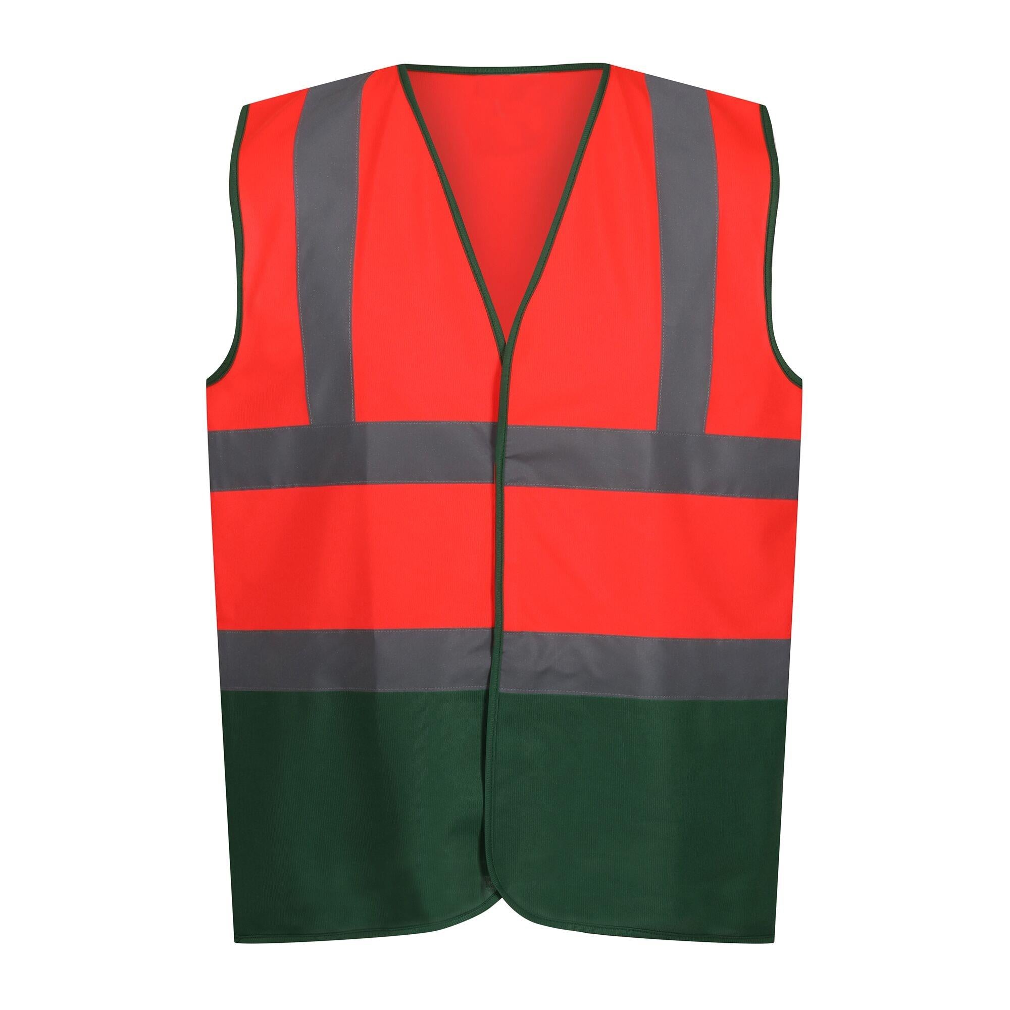Regatta red/green unisex hi-vis polyester waistcoat #TRS199