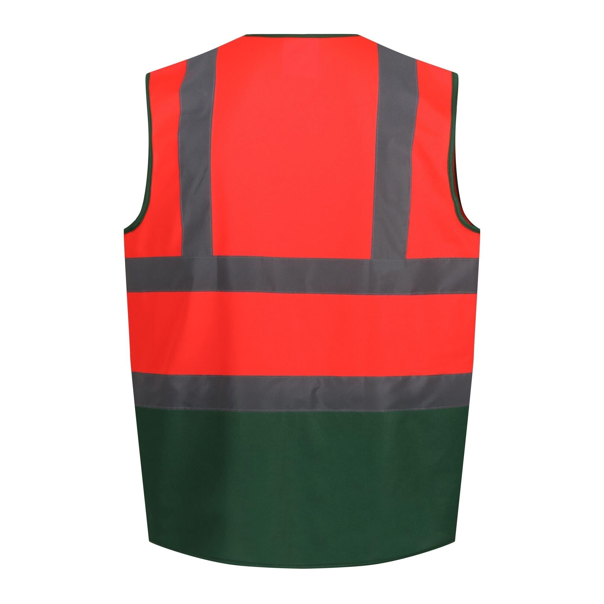 Regatta red/green unisex hi-vis polyester waistcoat #TRS199