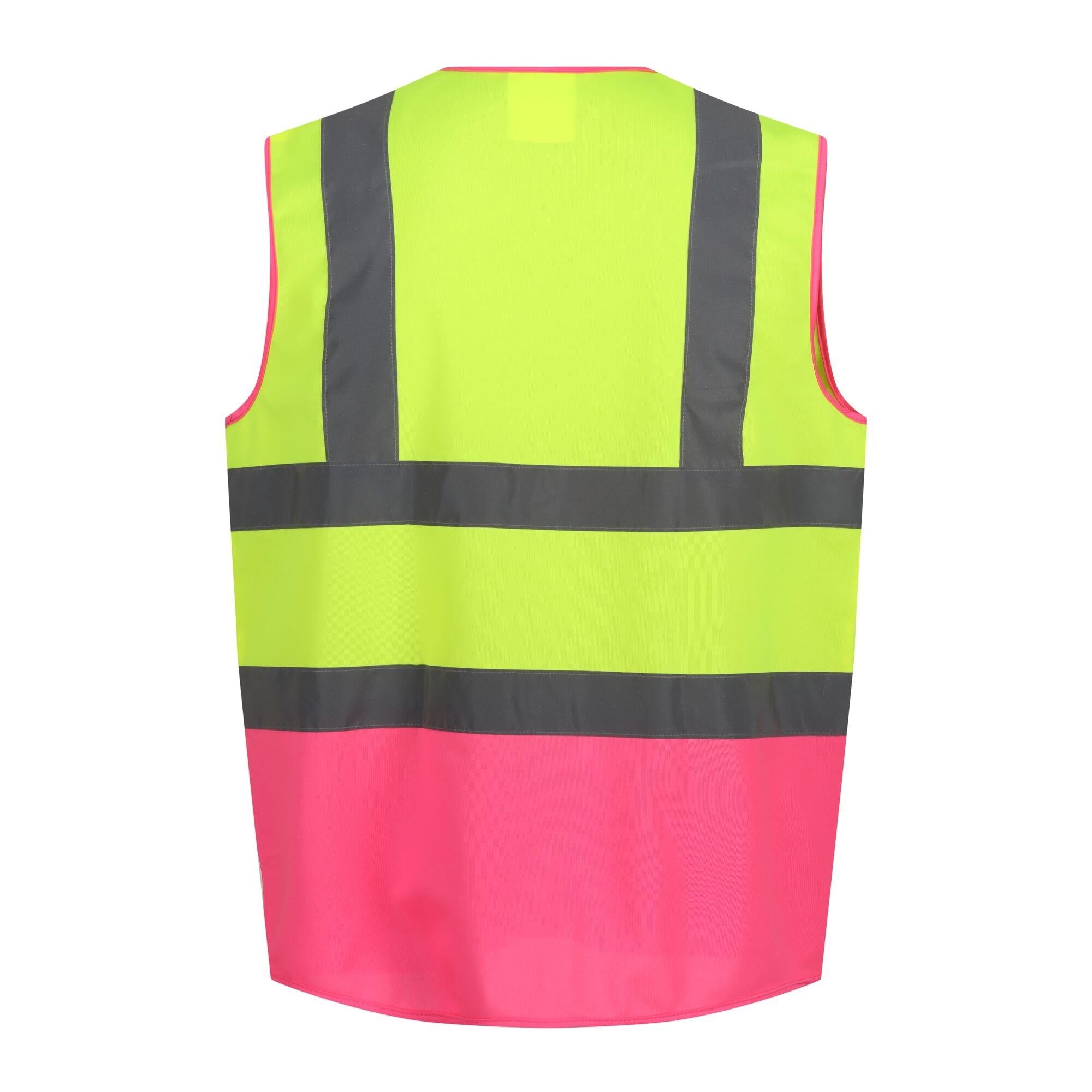 Regatta yellow/pink unisex hi-vis polyester waistcoat #TRS199