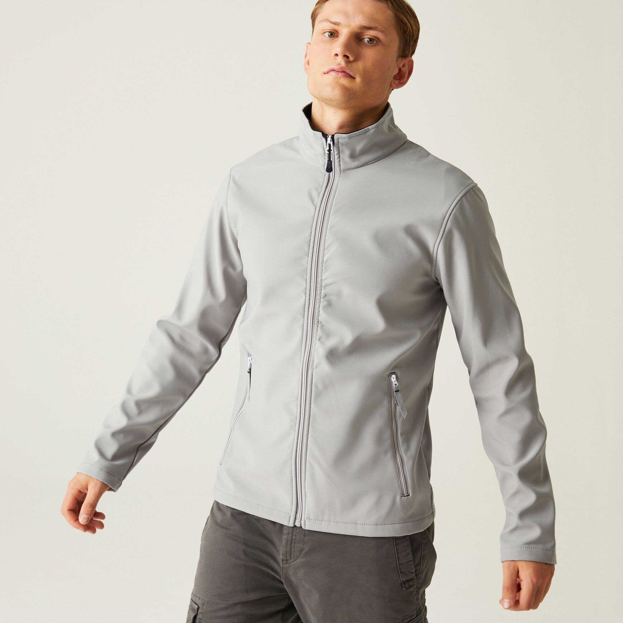 Regatta Ascender mineral grey/black men's fleece-lined softshell jacket #TRA762