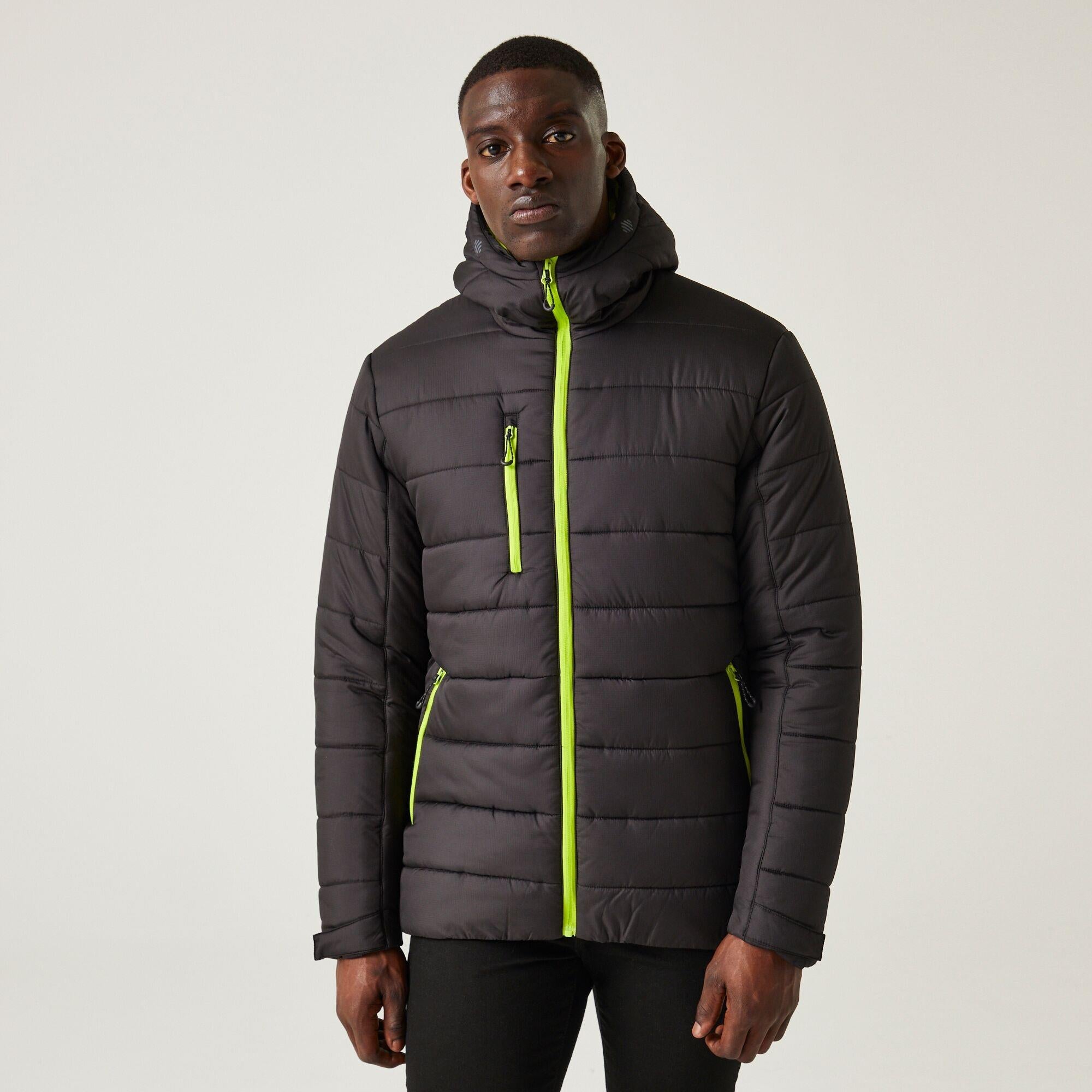 Regatta Navigate black/lime men's Ripstop thermal insulated jacket #TRA241