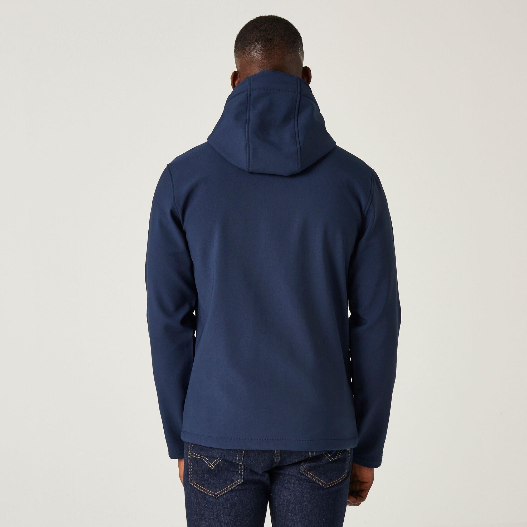 Regatta Navigate navy/french blue men's fleece-lined hooded softshell jacket #TRA705