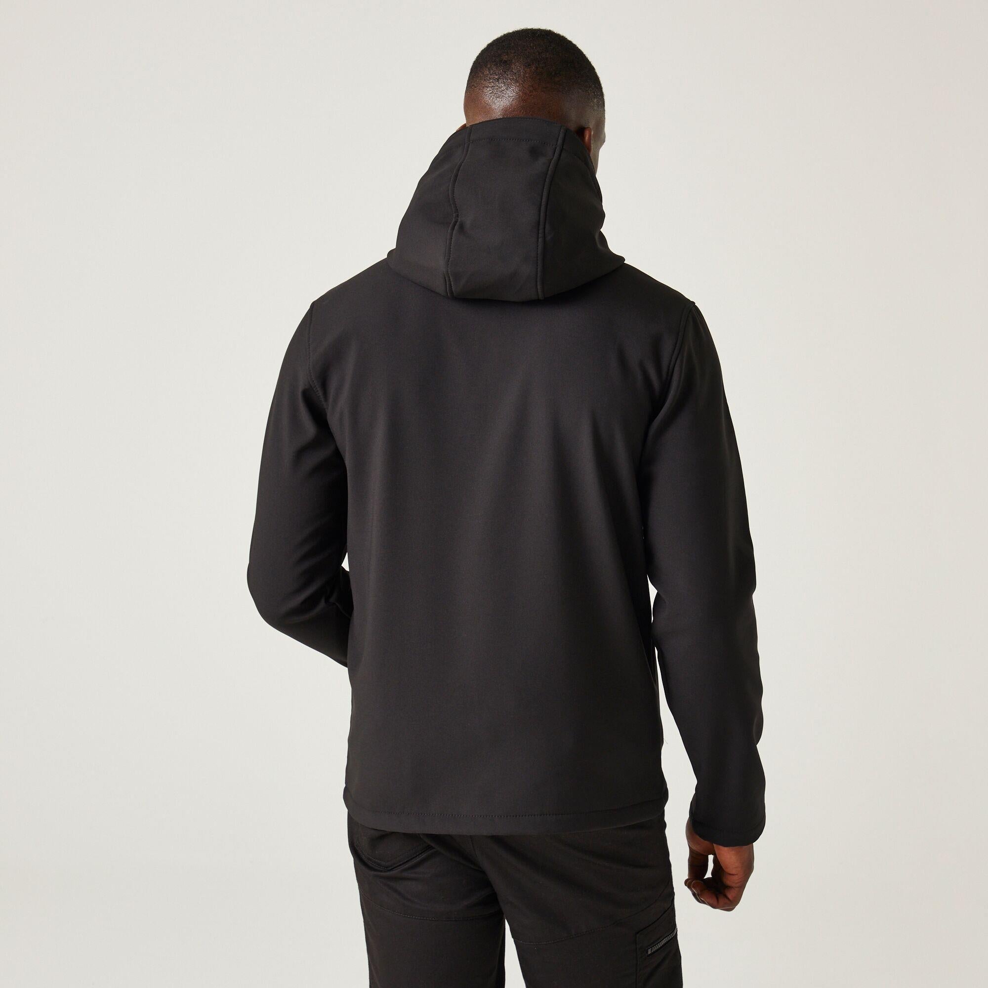 Regatta Navigate black/orange men's fleece-lined hooded softshell jacket #TRA705