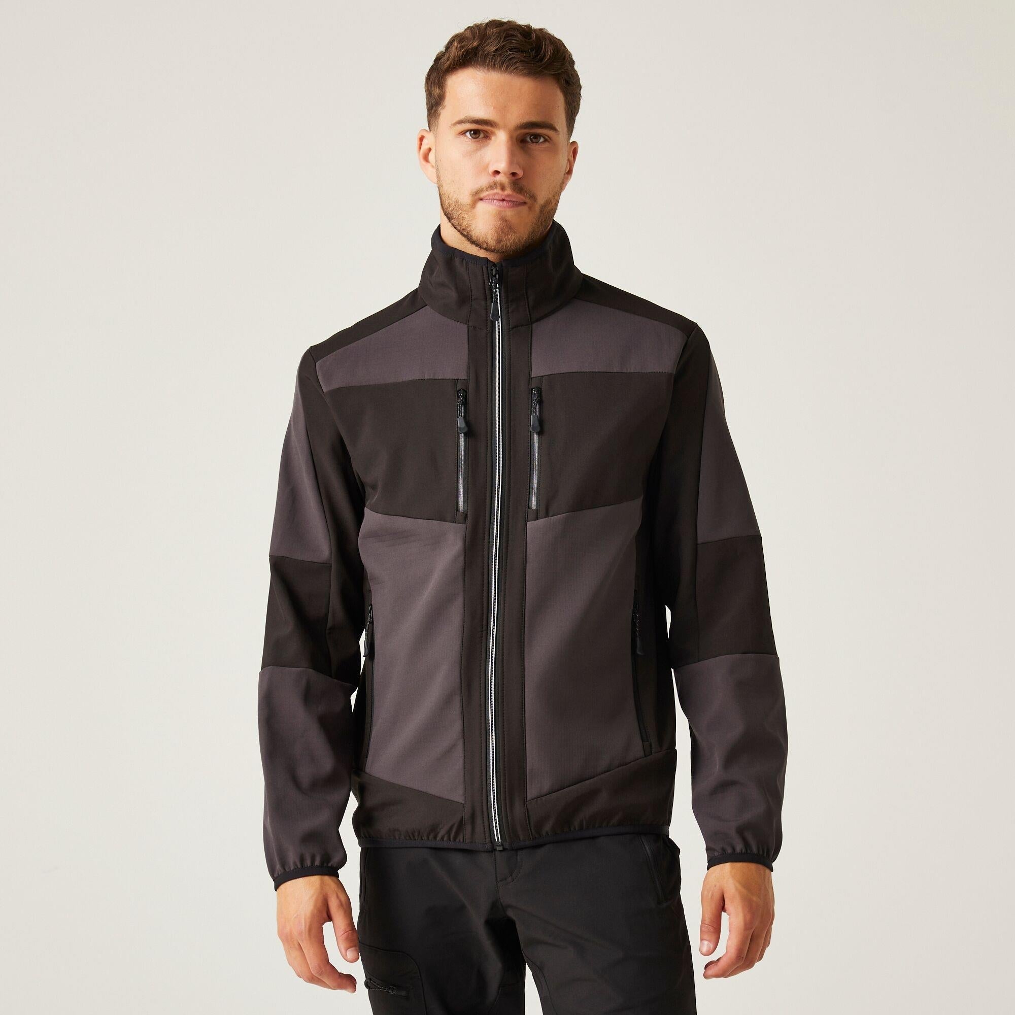 Regatta E-Volve ash/black unisex warm-backed softshell jacket #TRA753