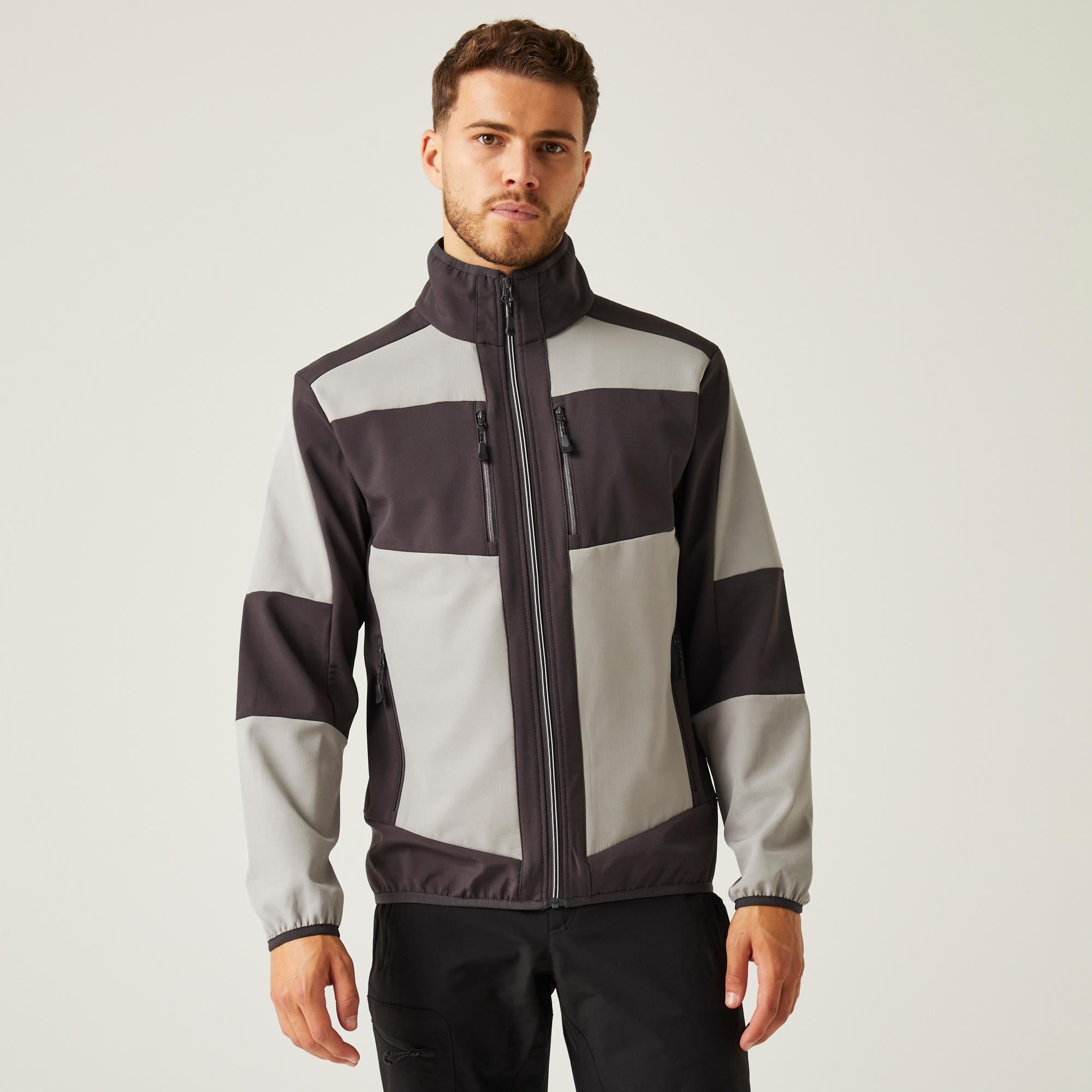 Regatta E-Volve mineral grey/ash unisex warm-backed softshell jacket #TRA753