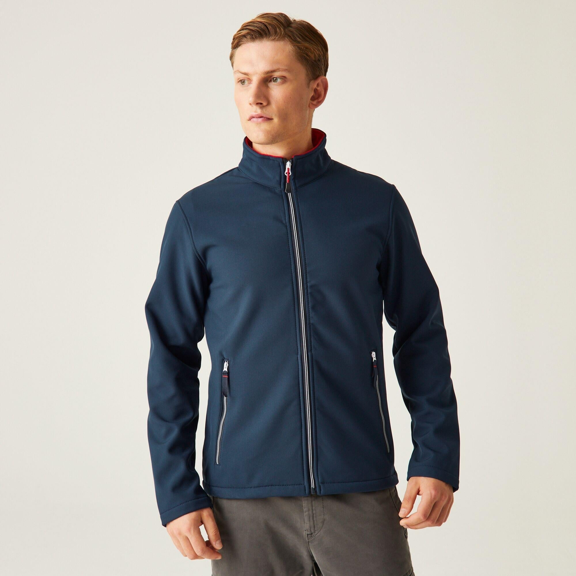Regatta Ascender navy/red men's fleece-lined softshell jacket #TRA762