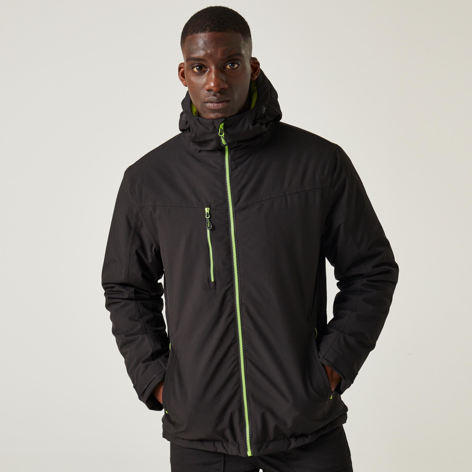 Regatta Navigate black/lime men's waterproof insulated jacket #TRA253