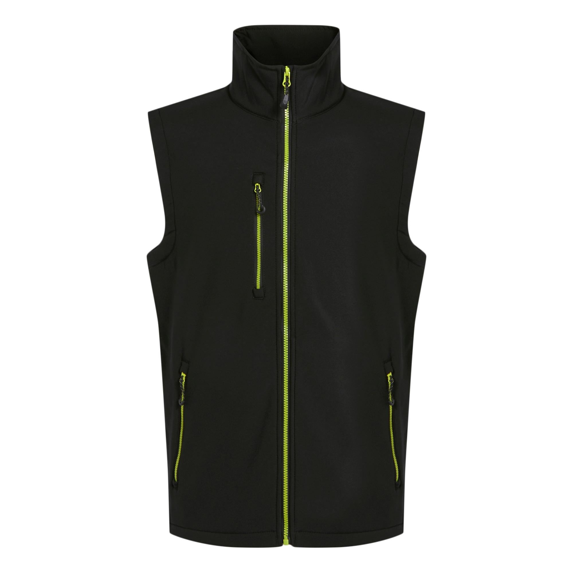 Regatta Navigate black/lime green men's stretch soft-shell bodywarmer #TRA915