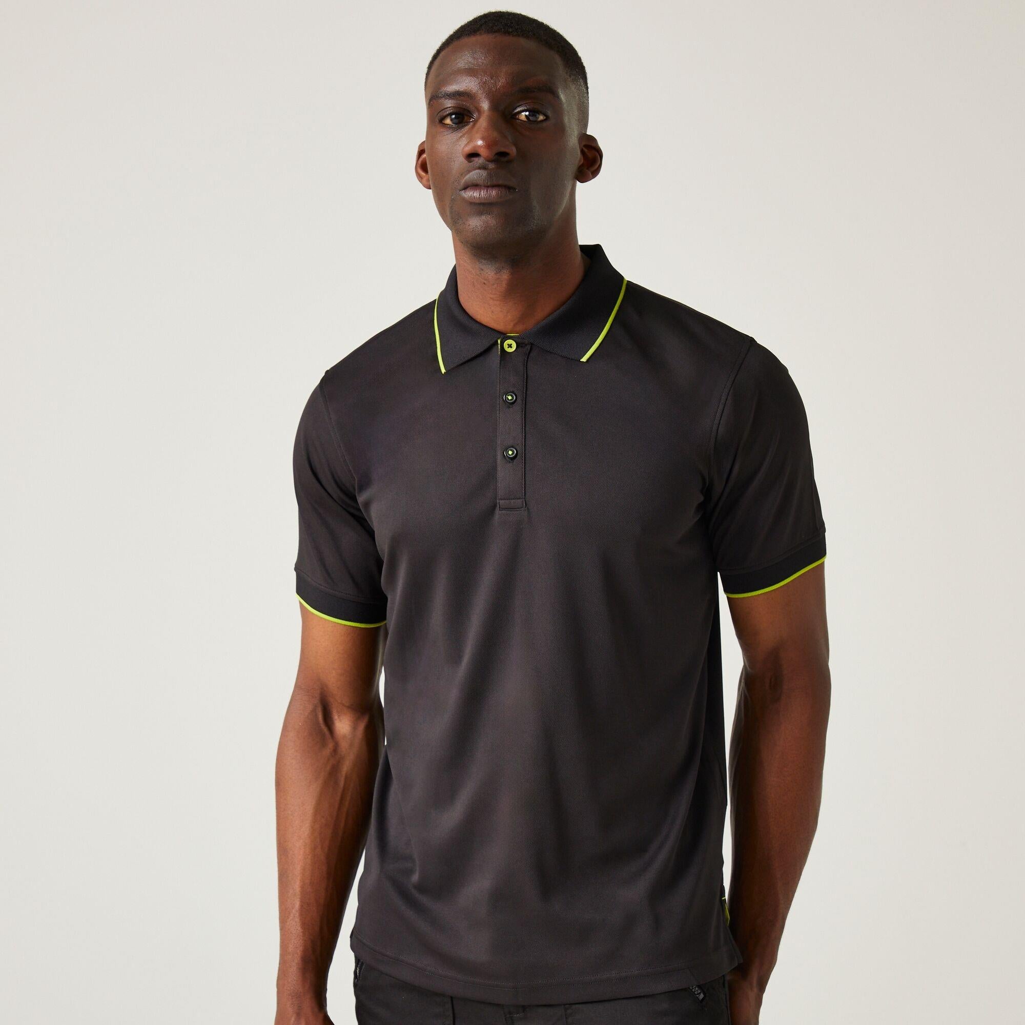 Regatta Navigate black/lime men's short-sleeve polo-shirt #TRS264