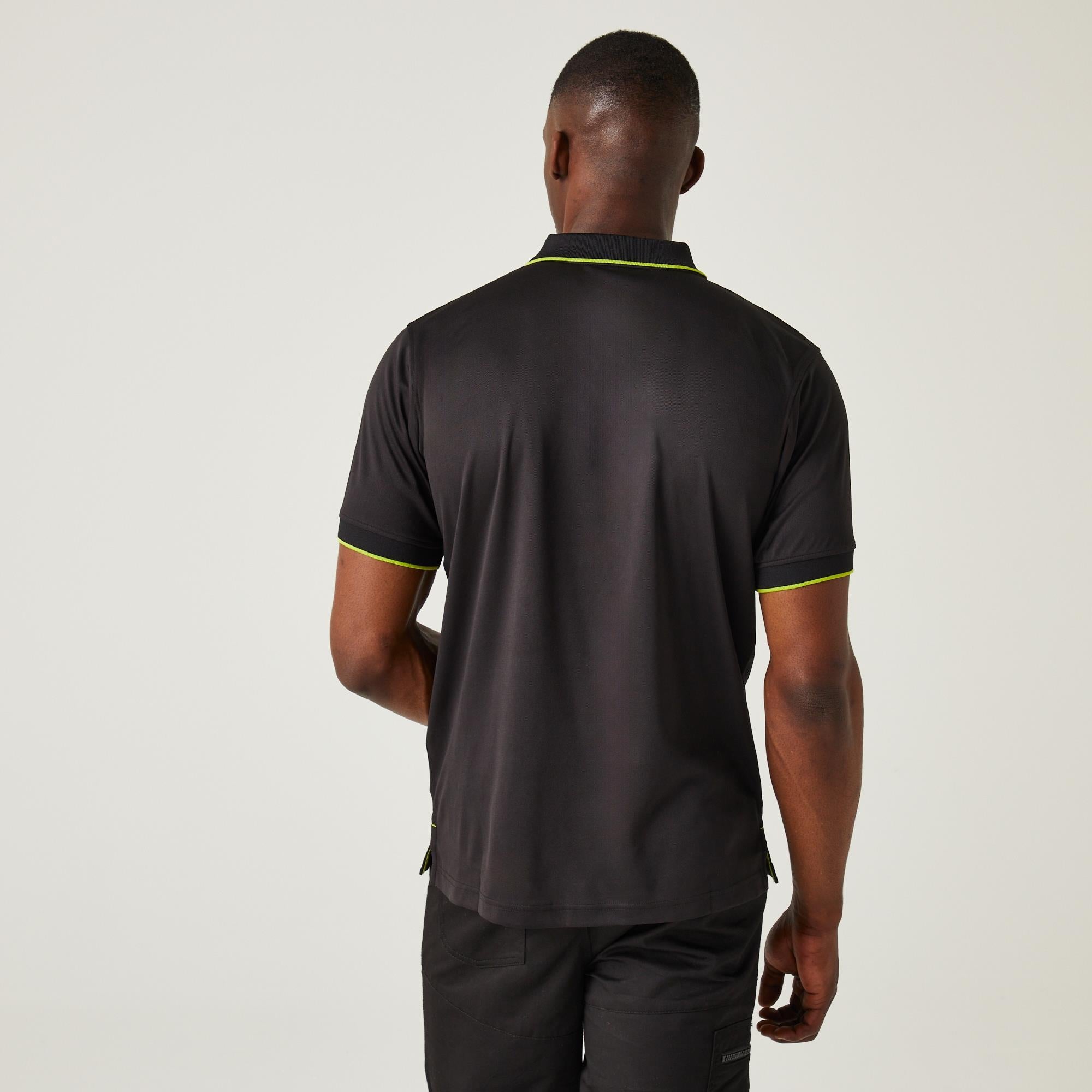 Regatta Navigate black/lime men's short-sleeve polo-shirt #TRS264