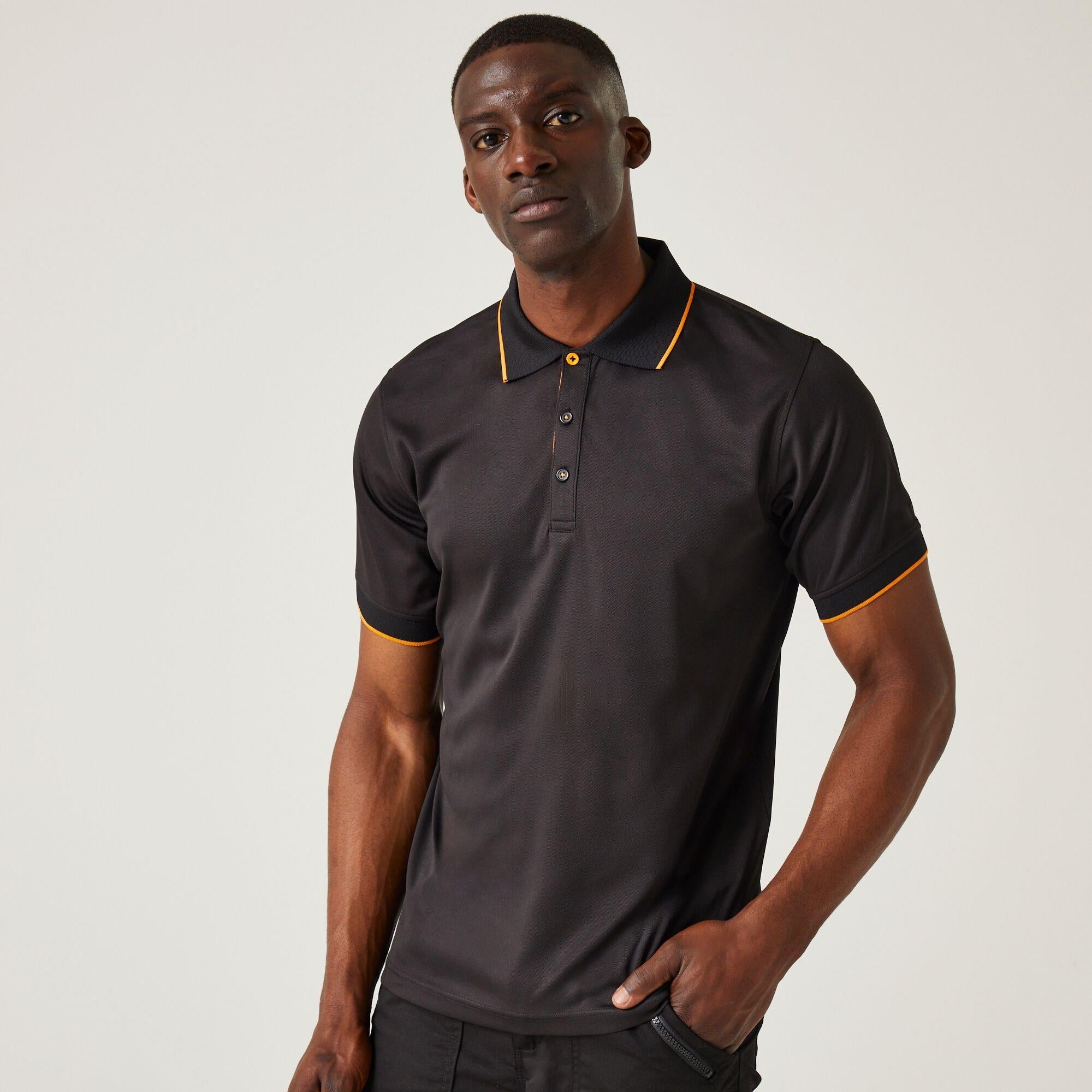 Regatta Navigate black/orange men's short-sleeve polo-shirt #TRS264