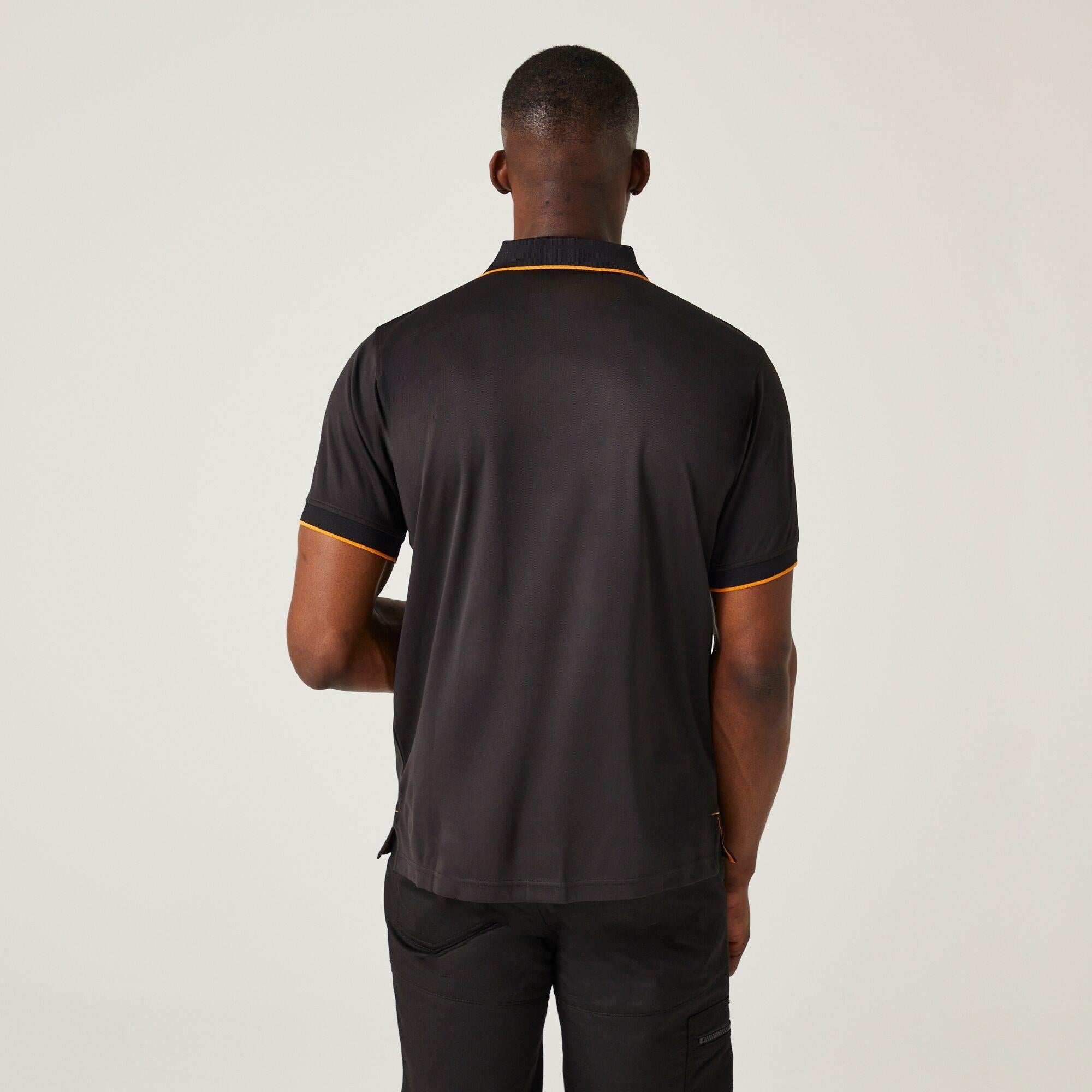 Regatta Navigate black/orange men's short-sleeve polo-shirt #TRS264