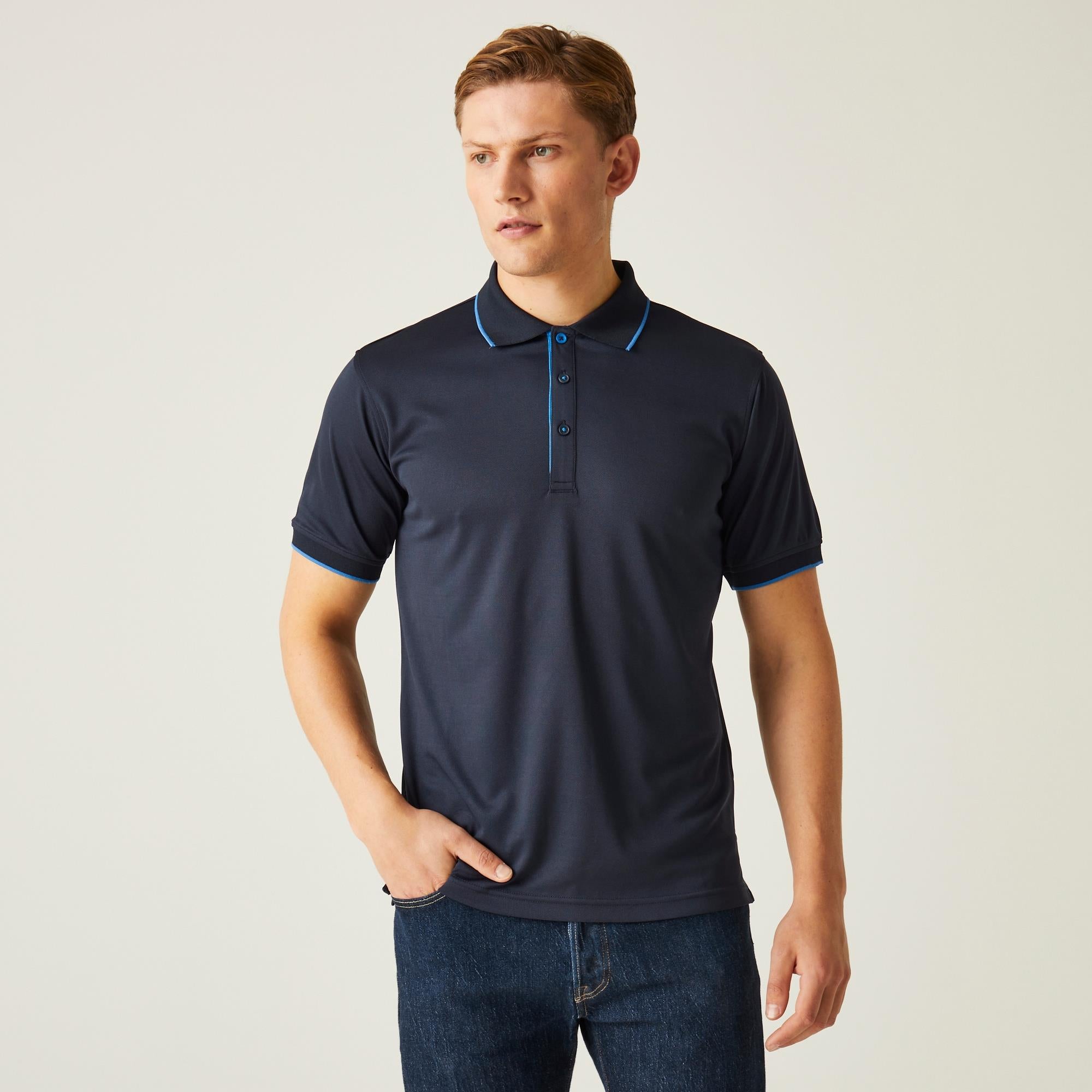 Regatta Navigate navy/french blue men's short-sleeve polo-shirt #TRS264