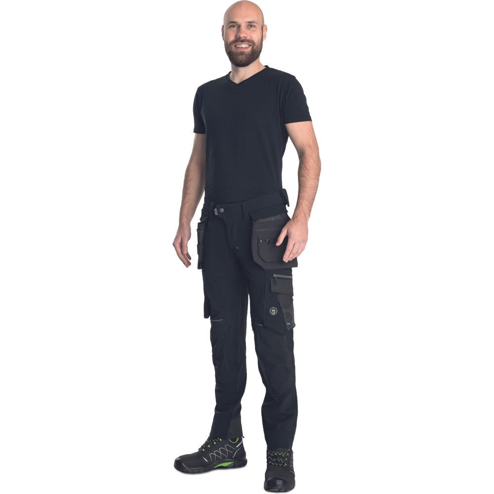 Cerva NEURUM NORDICS black men's 4-way stretch holster work trouser - adjustable leg length