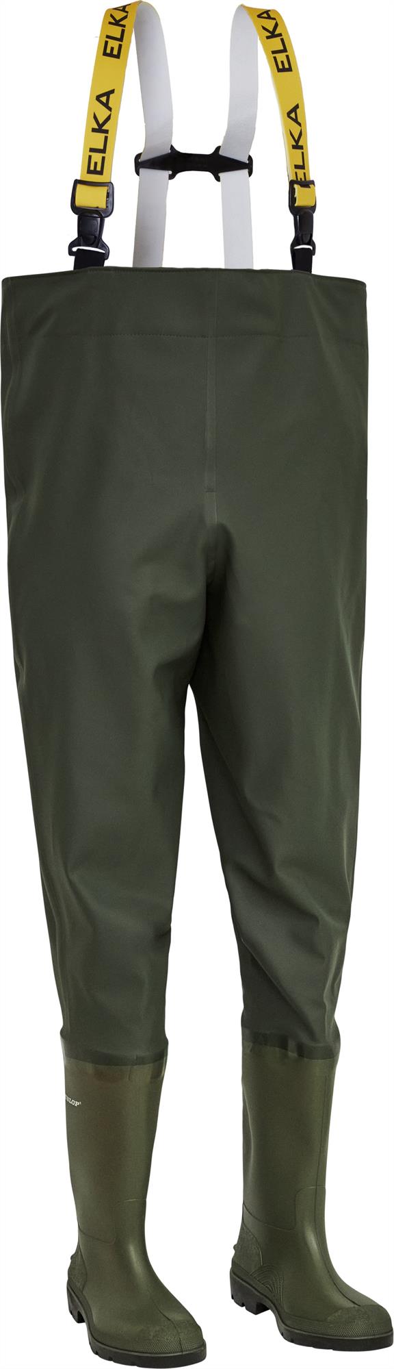 Elka S5 green pvc safety toe/midsole chest waders #170200