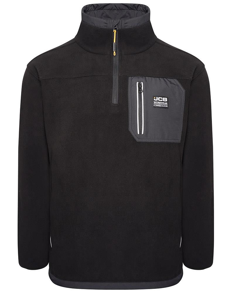 JCB Trade black quarter-zip heavyweight polar work fleece #DK9W