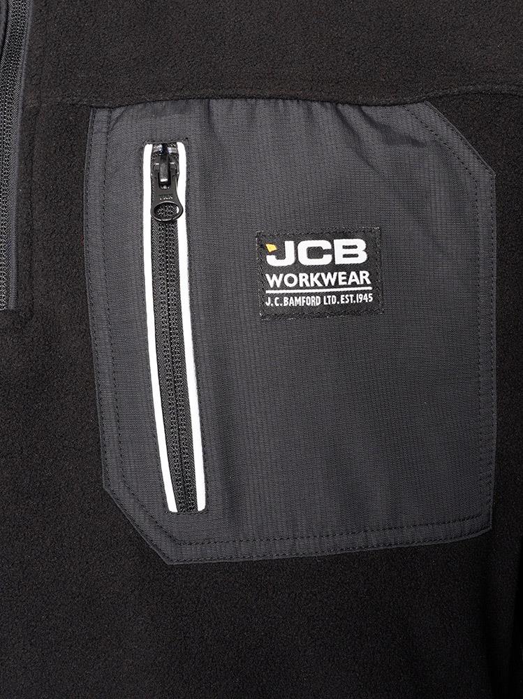 JCB Trade black quarter-zip heavyweight polar work fleece #DK9W