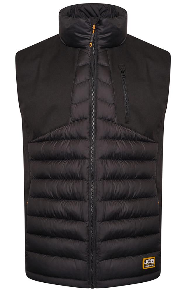 JCB Trade black men's water-resistant padded gilet work bodywarmer #D+MN