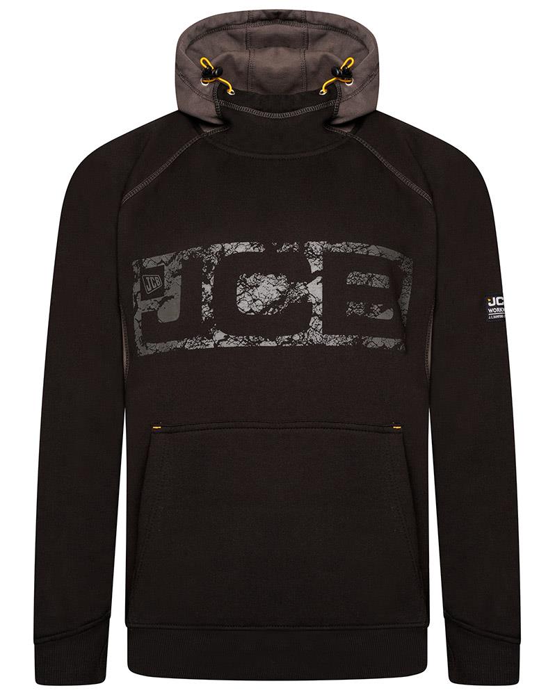 JCB Horton black/grey men's cotton-rich kangaroo pocket work hoodie #D-WJ