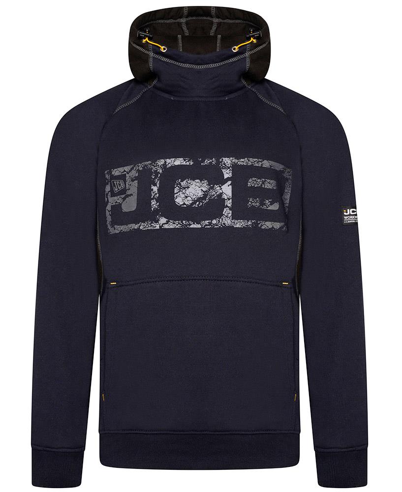 JCB Horton navy/black men's cotton-rich kangaroo pocket work hoodie #D-WW