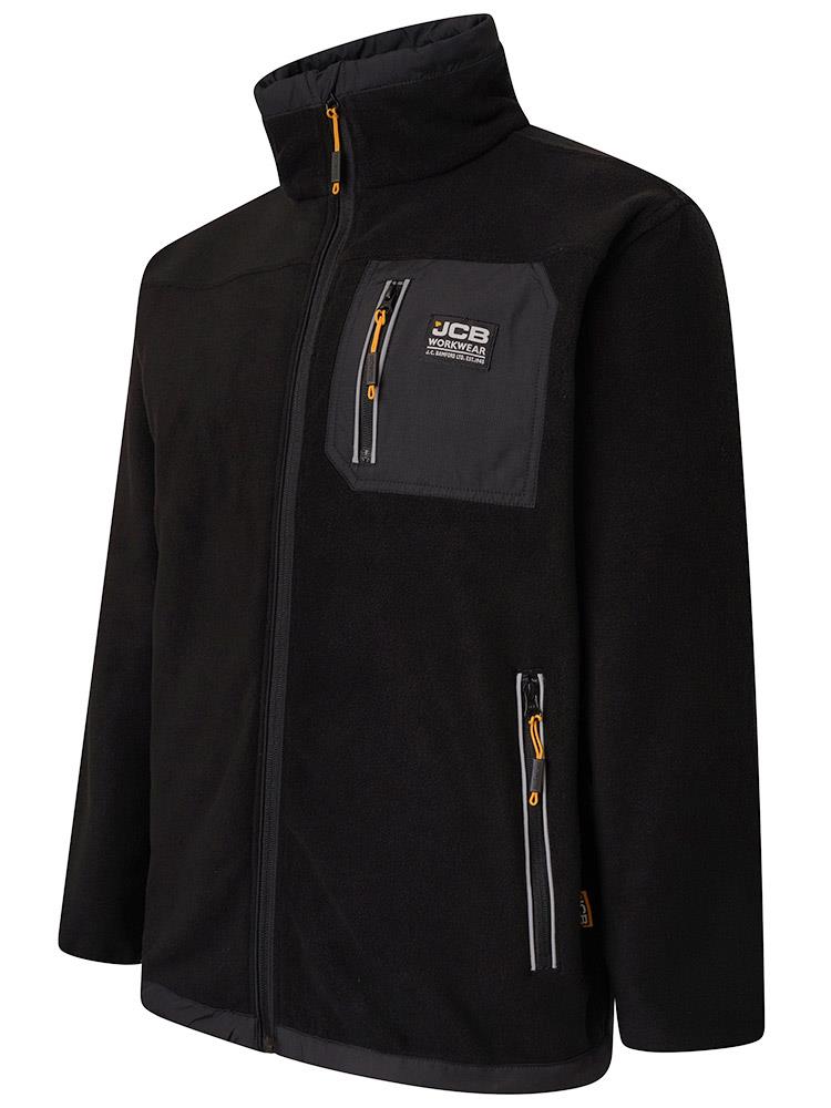 JCB Trade black full-zip heavyweight polar work fleece #DY2F