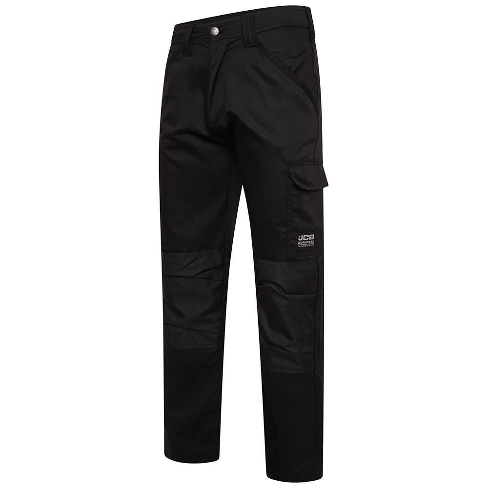 JCB Essential black men's polycotton twill cargo work trouser #D+AO