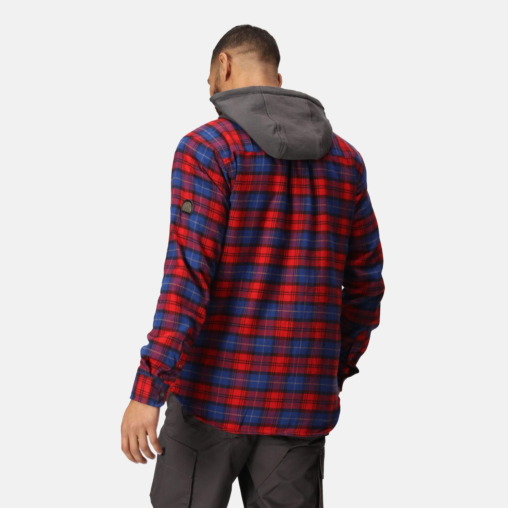 Regatta Siege red check cotton padded hooded work shirt #TRS205
