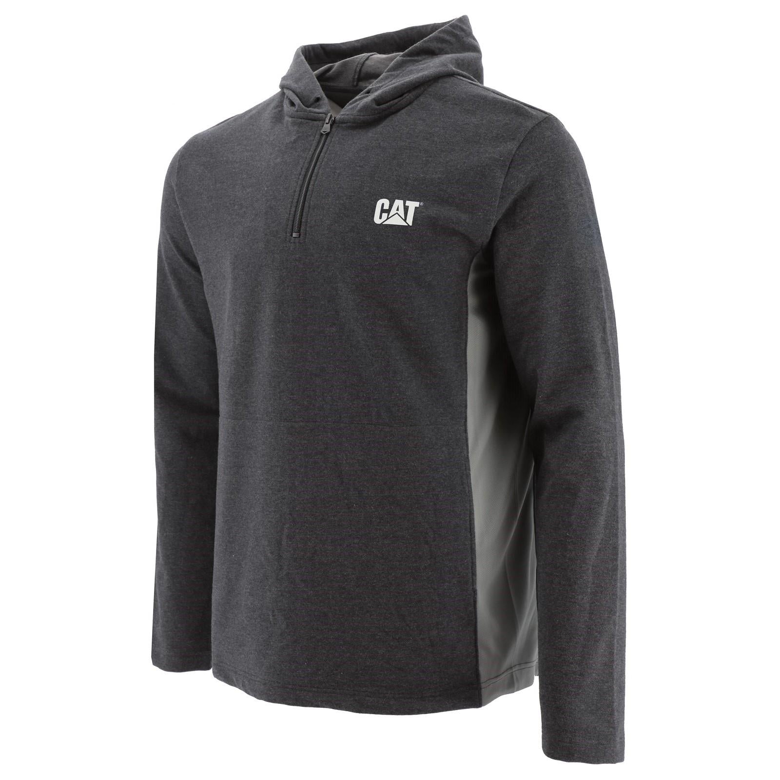 Caterpillar CAT Coolmax black quarter-zip work hooded sweatshirt # 1510572