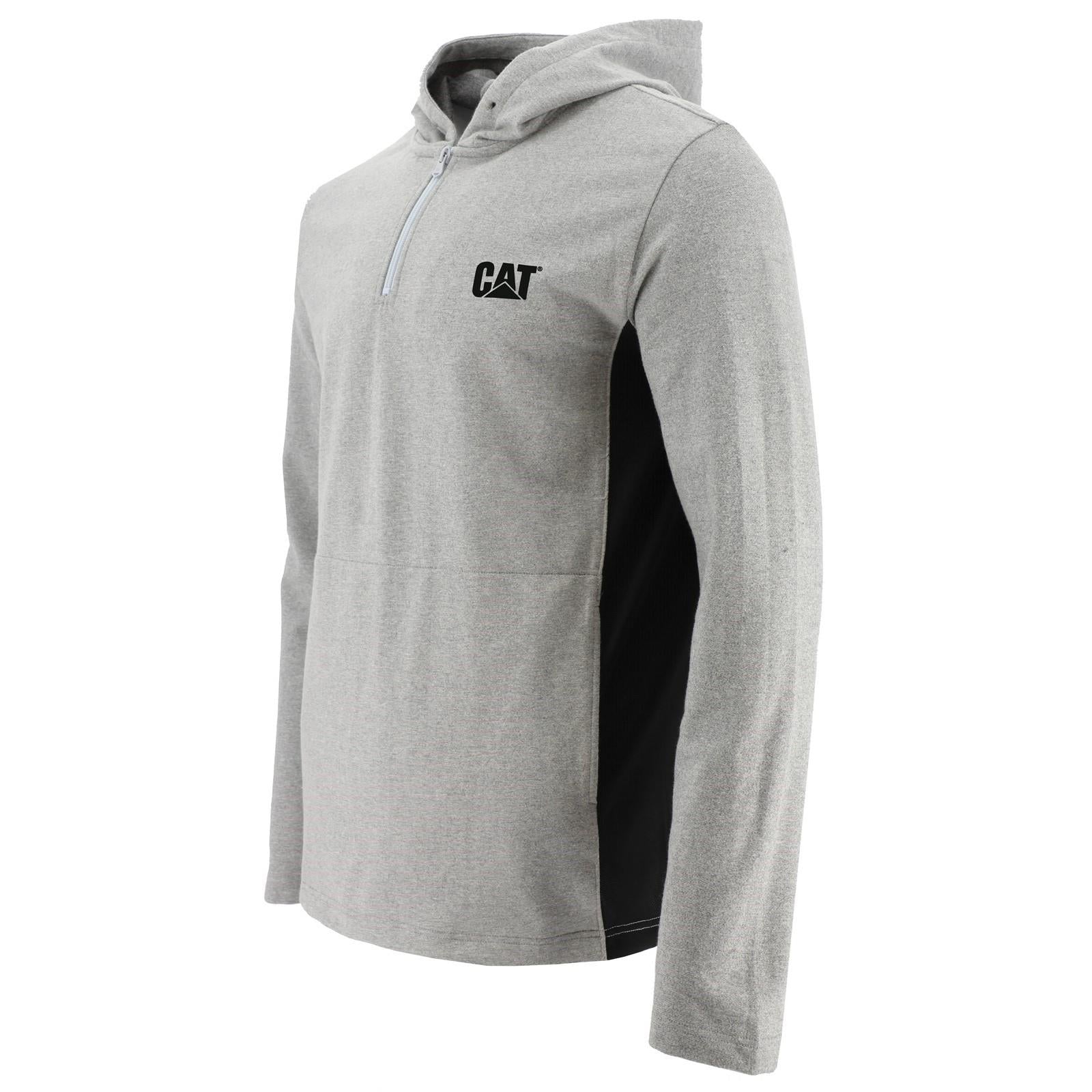 Caterpillar CAT Coolmax grey quarter-zip work hooded sweatshirt # 1510572