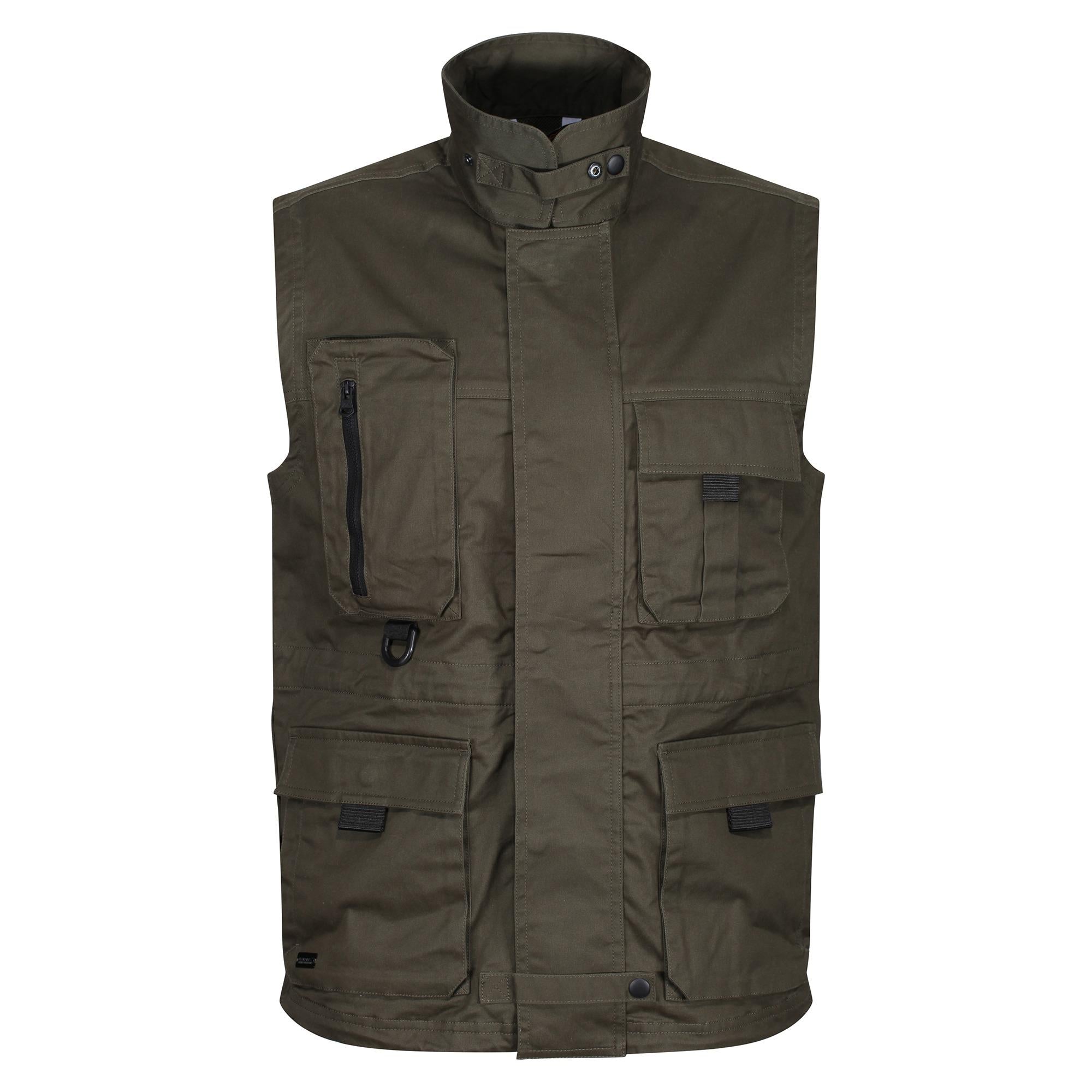 Regatta Utility khaki stretch cotton mesh-lined multi-pocket gilet vest #TRA865